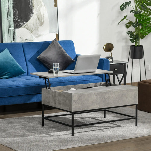 Lift Top Coffee Table, Hidden Storage, Living Room, Grey