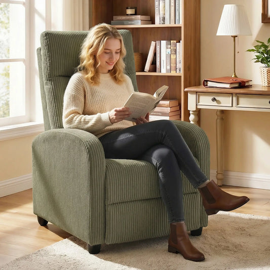 Manual Recliner Chair, Padded Seat, Living Room Seating Sofas & Reclining Chairs Dark Green at Gallery Canada