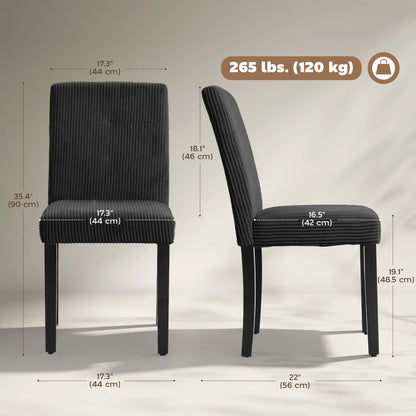 Modern Dining Chairs Set Of 4, Rubberwood Legs, Padded Seat, Black