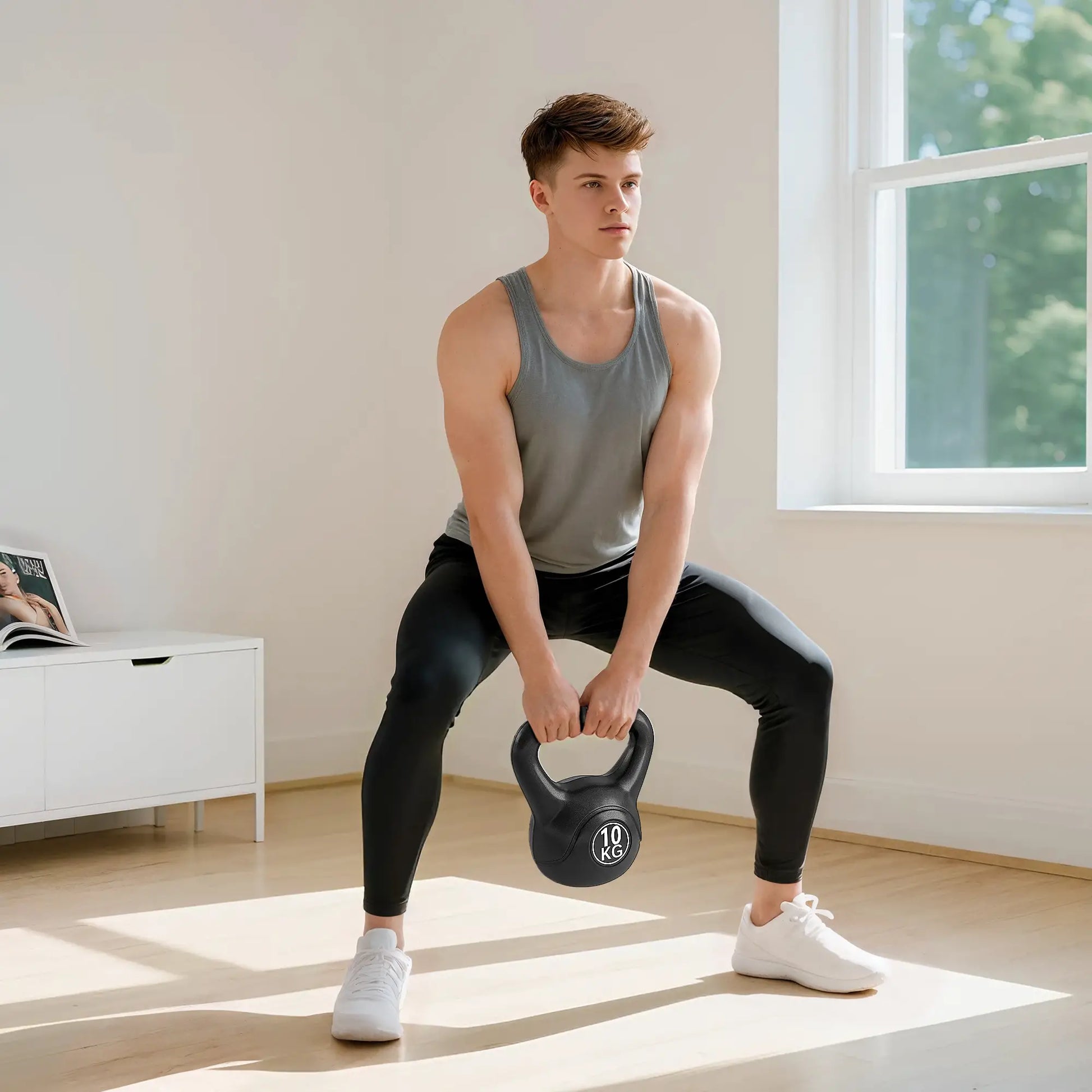 22lb Fitness Kettlebell, Plastic Exercise Weight, Sand Filled, Noise Reduction Strength Training Equipment at Gallery Canada