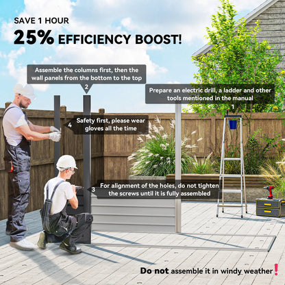 8 x 4FT Galvanized Metal Garden Shed, Double Doors, 2 Vents, Grey Sheds at Gallery Canada