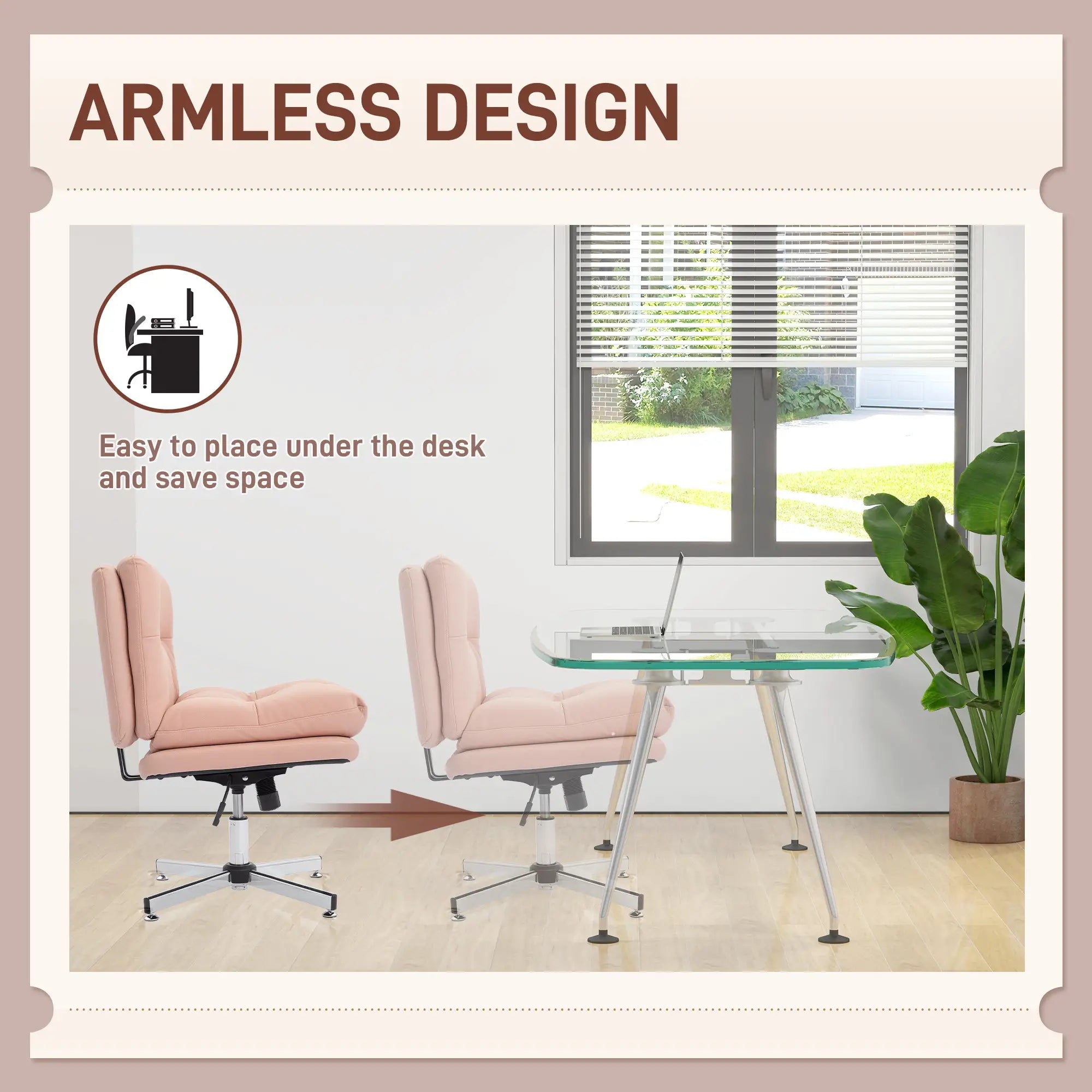 Armless Office Chair, Adjustable Height, Tilt Function, Pink Task Chairs at Gallery Canada