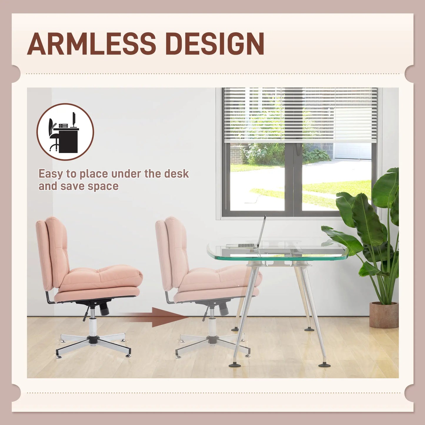 Armless Office Chair, Adjustable Height, Tilt Function, Pink Task Chairs at Gallery Canada