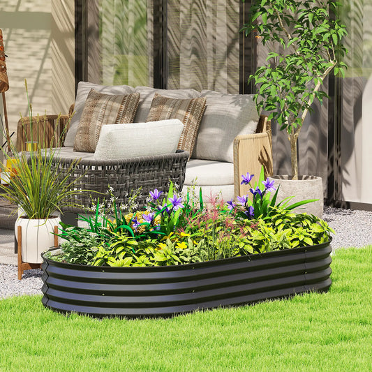6' x 3' x 1' Galvanized Raised Garden Bed, Metal Plant Stake, Black Galvanized Planter Boxes Black at Gallery Canada