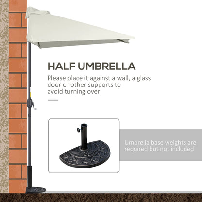 8ft Half Umbrella, Outdoor Balcony Parasol, 5 Ribs, Beige Sun Umbrellas at Gallery Canada