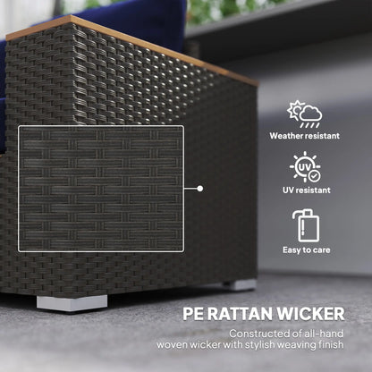 3-Seater Outdoor Sofa, PE Wicker Patio Sofa With Cushions, Dark Blue Patio Furniture Sets at Gallery Canada