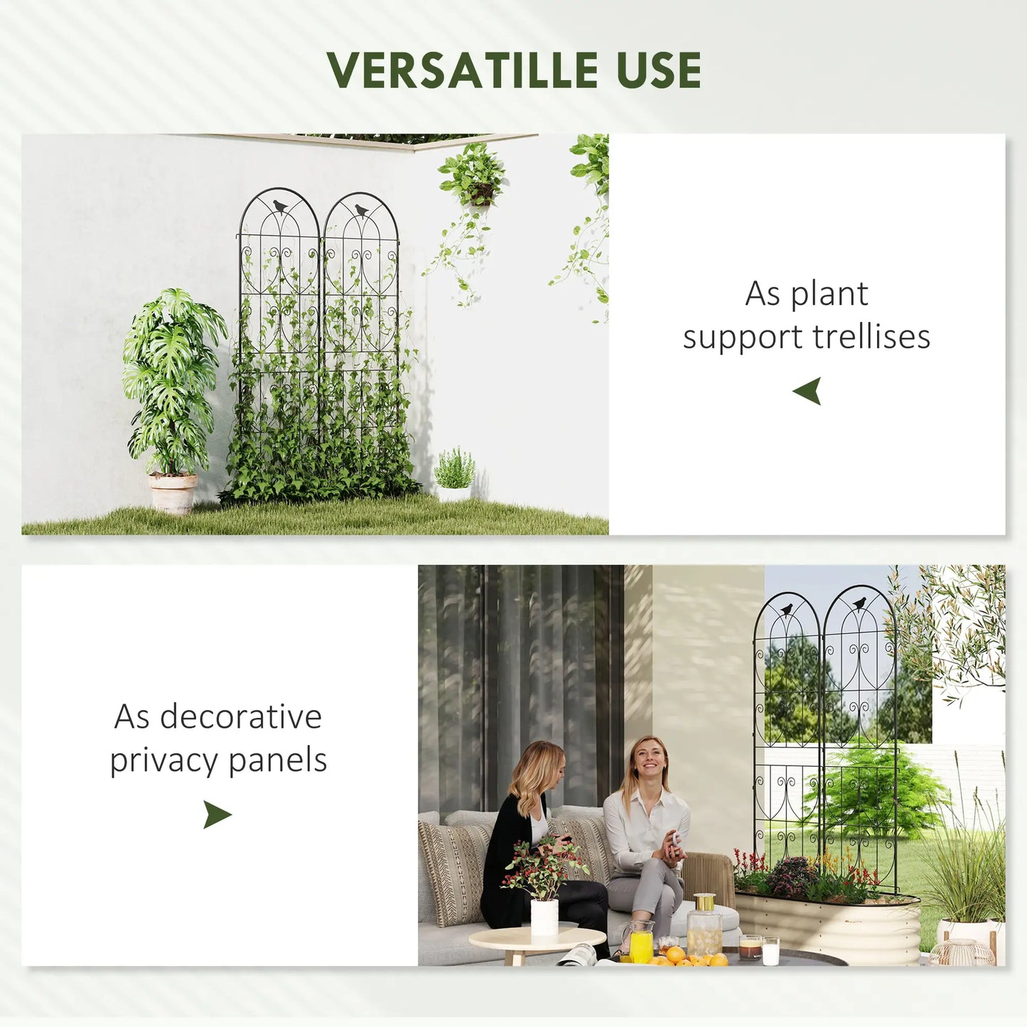 Metal Garden Trellis Set, Bird Design, 19.7" W x 70.9" H, Black Plant Stands at Gallery Canada