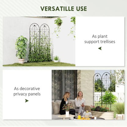 Metal Garden Trellis Set, Bird Design, 19.7" W x 70.9" H, Black Plant Stands at Gallery Canada