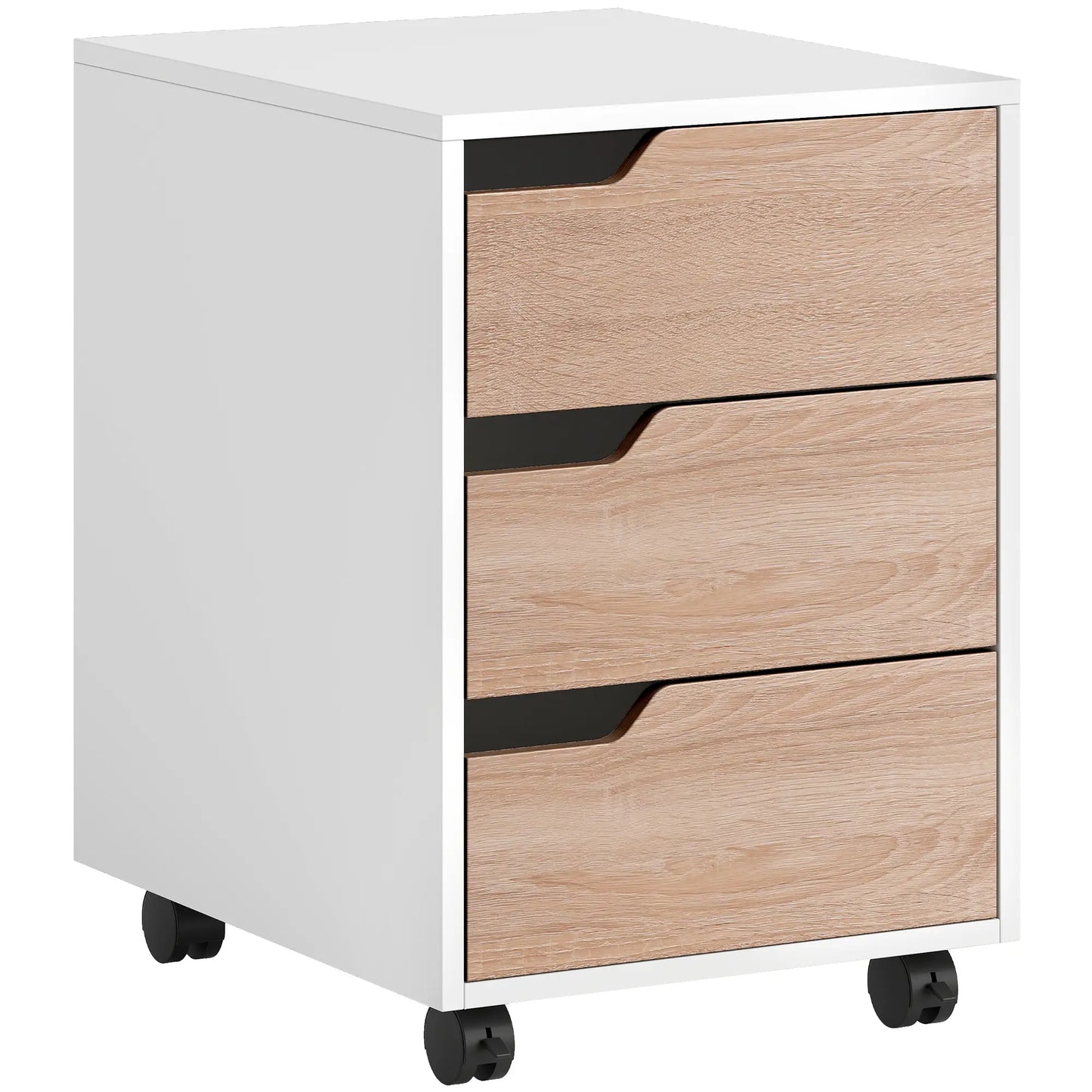 3 Drawer File Cabinet, Mobile Vertical Filing with Wheels, Oak Office Cabinets & Cupboards Oak at Gallery Canada