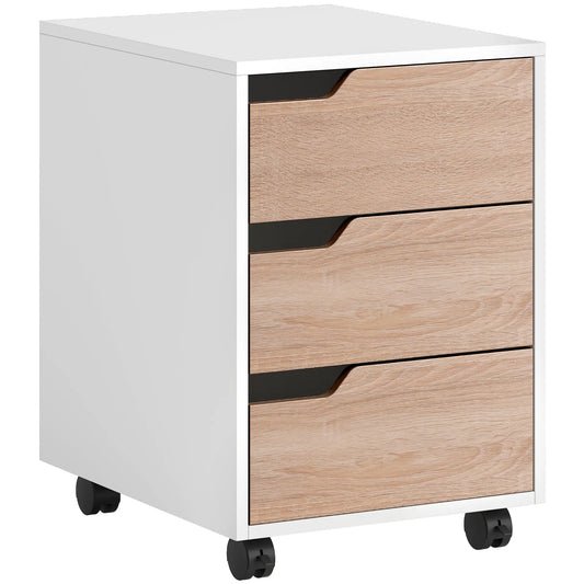 3 Drawer File Cabinet, Mobile Vertical Filing with Wheels, Oak Office Cabinets & Cupboards Oak at Gallery Canada