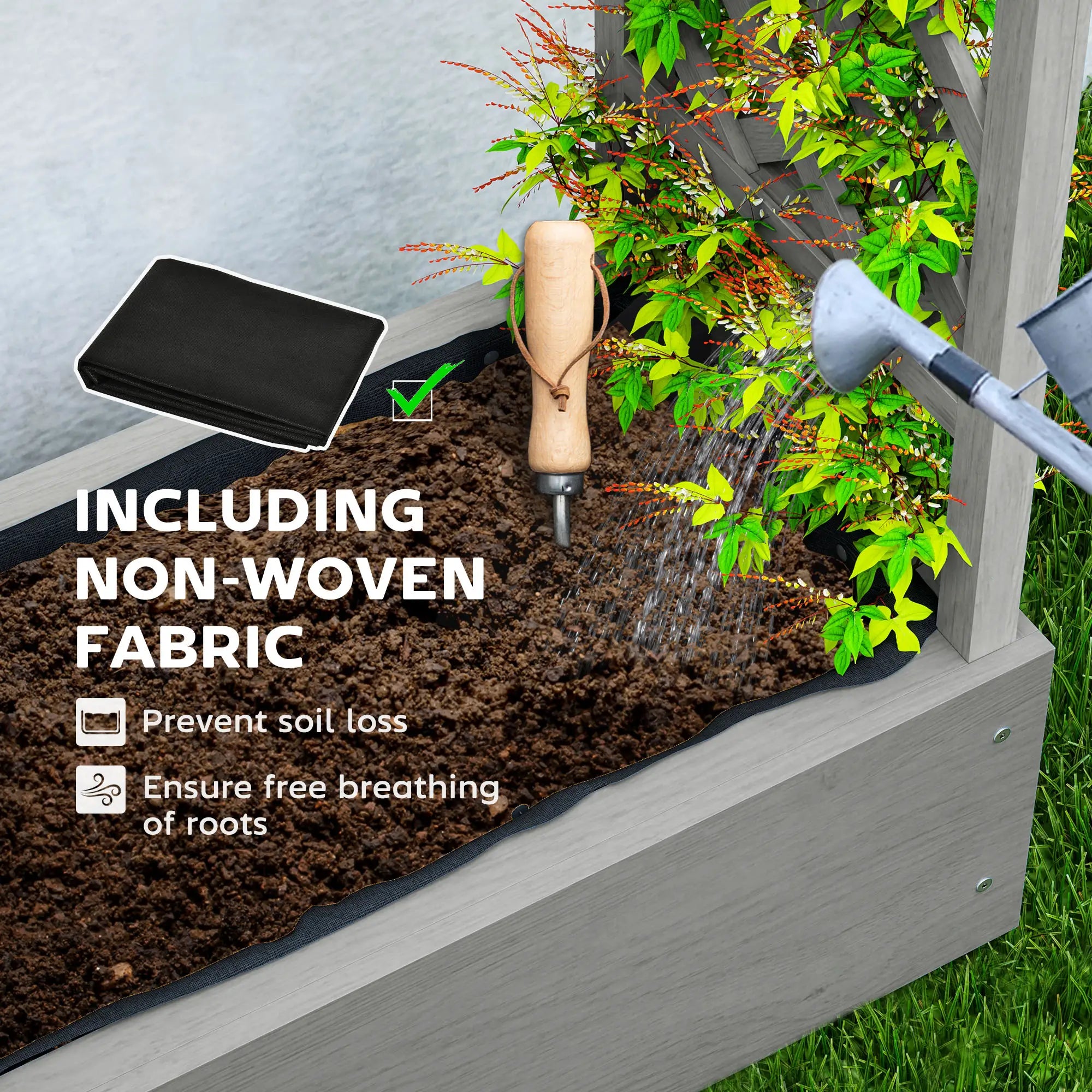 Wooden Raised Garden Bed with Trellis, Outdoor Planter Box, Drainage Holes Raised Garden Beds at Gallery Canada