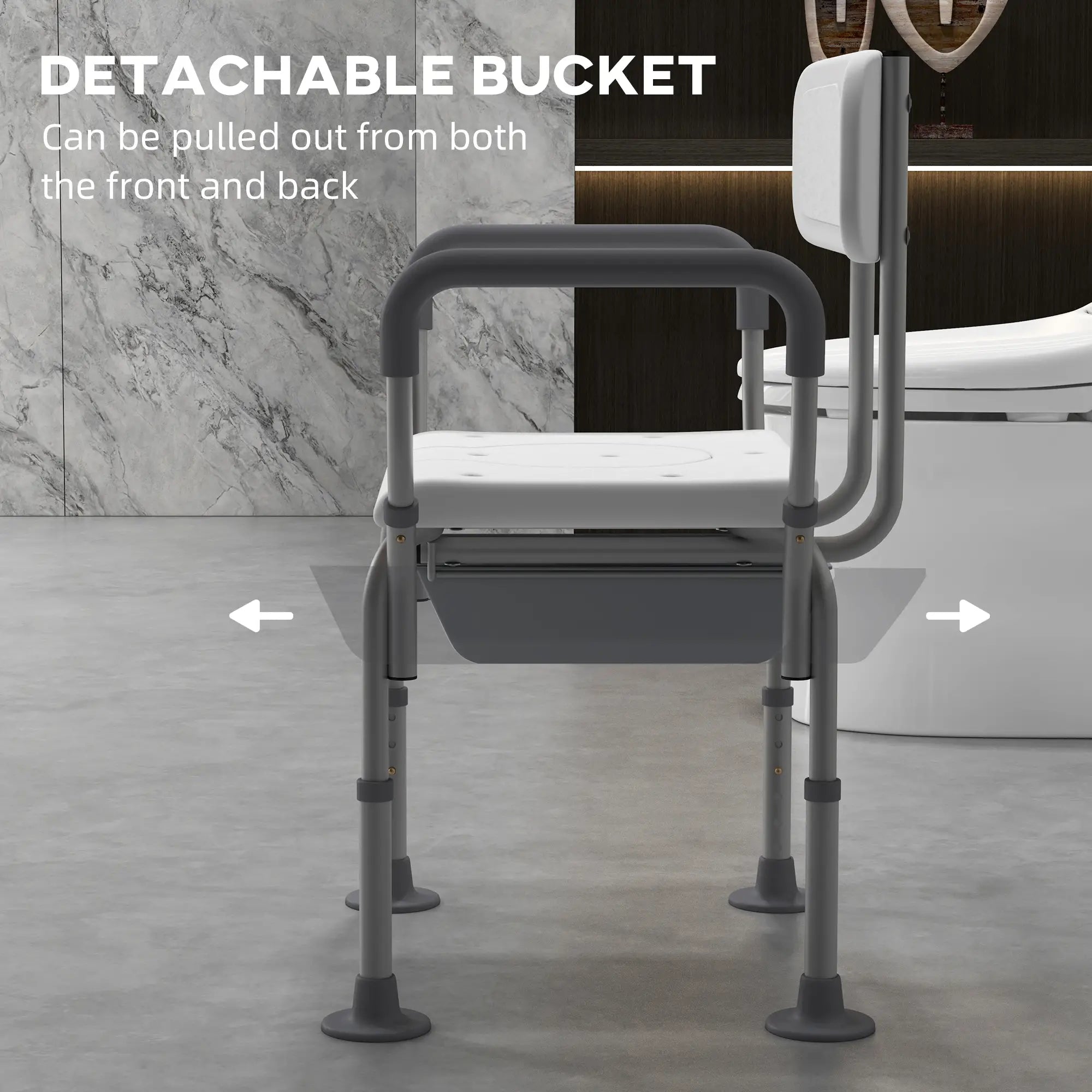 3-in-1 Shower Chair with Back, Adjustable Commode, Raised Toilet Seat Bath Chairs at Gallery Canada