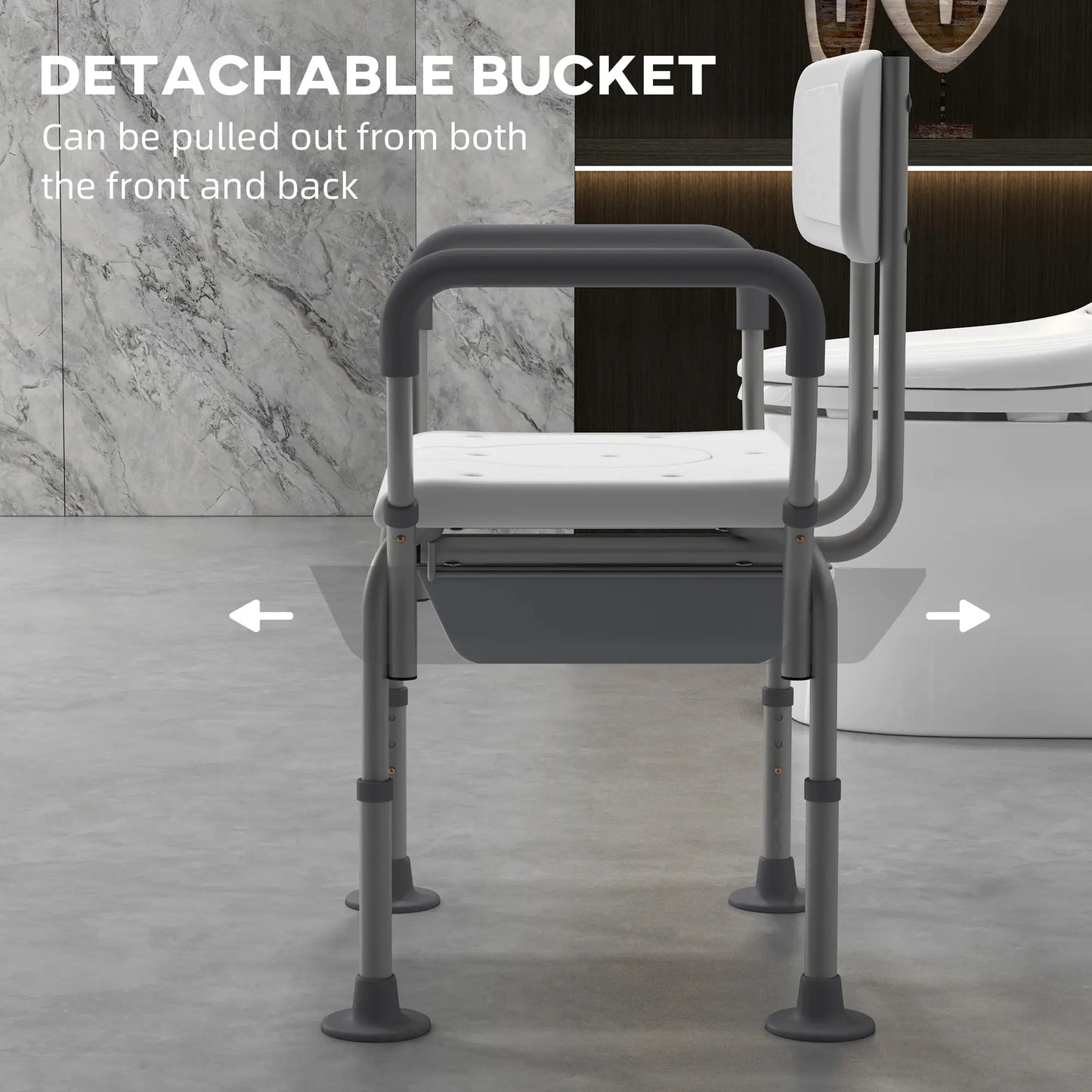 3-in-1 Shower Chair with Back, Adjustable Commode, Raised Toilet Seat Bath Chairs at Gallery Canada