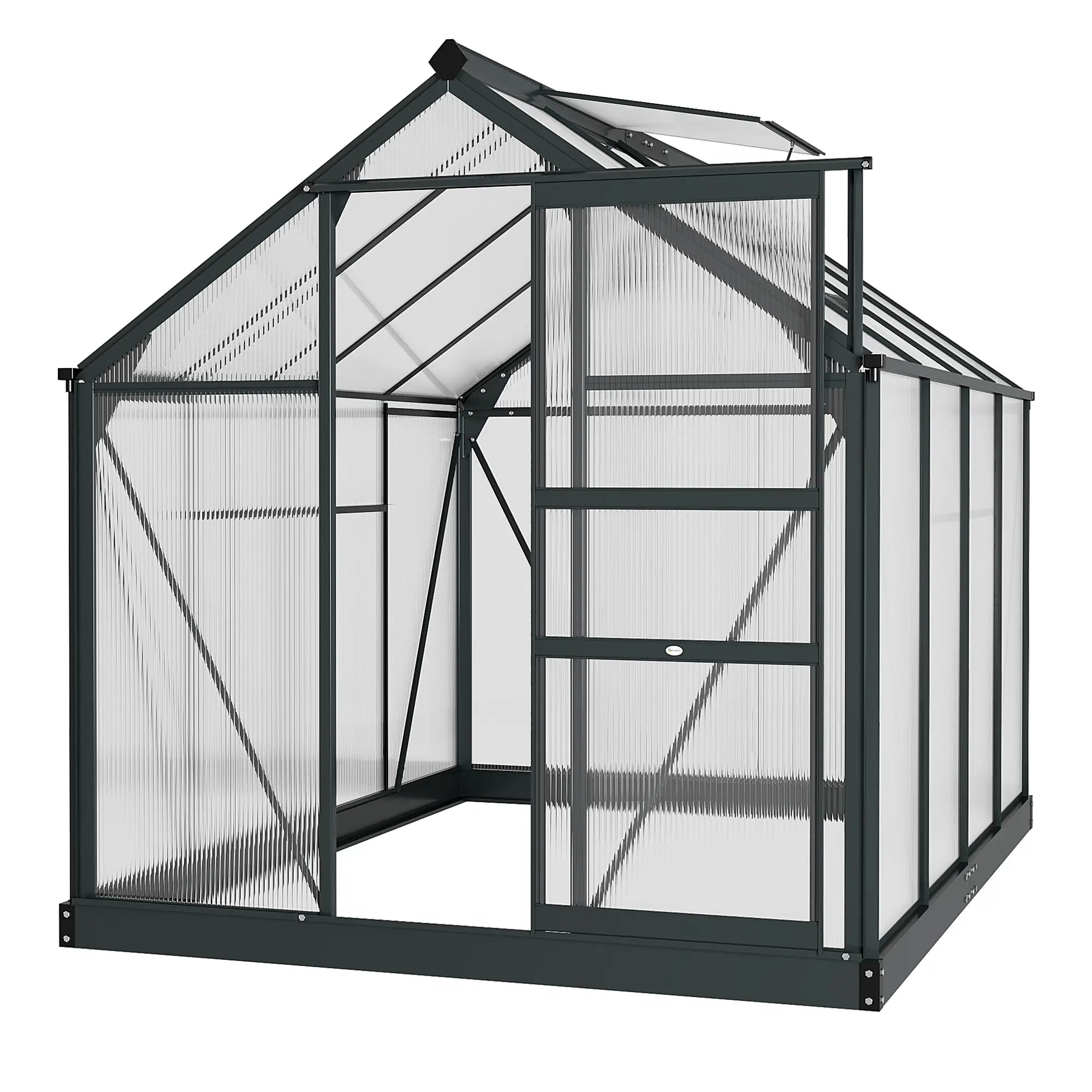 Greenhouse Garden, Outdoor Kit, PC Board Sliding Door, 6.2' x 8.3' x 6.6', Grey Walk In Greenhouses at Gallery Canada