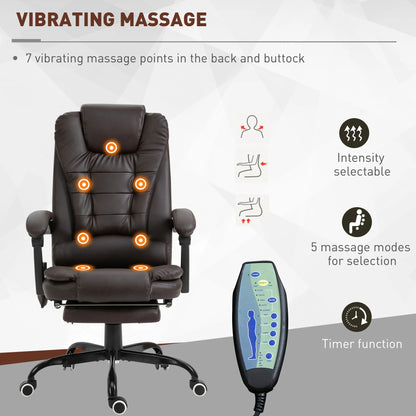 7-Point Vibrating Massage Chair, Reclining Office Chair, Adjustable Height, Brown Massage Chairs at Gallery Canada