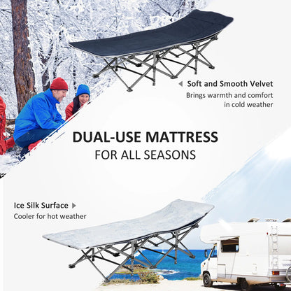 Folding Camping Cot With Mattress, Pillow, Double Layer Oxford, Heavy Duty, Carry Bag, Blue Camping Cots at Gallery Canada
