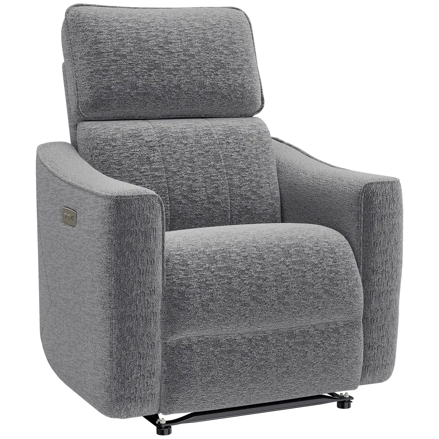 Power Recliner Chair, Linen-Look Fabric, USB Ports, Footrest, Dark Grey Sofas & Reclining Chairs Dark Grey, Black at Gallery Canada
