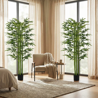 Indoor Fake Plants, Artificial Bamboo Tree with Adjustable Shape for Home Office Living Room Decor, Green