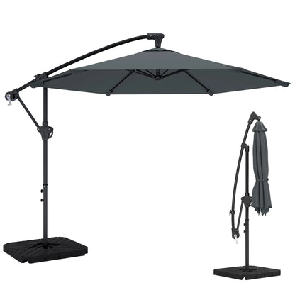 9.7 ft Offset Patio Umbrella, Water Sand Fillable Weights, Dark Grey Offset Cantilever Umbrellas at Gallery Canada