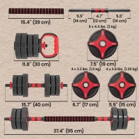 5-in-1 Adjustable Dumbbell Set, 66 lb, Converts To Barbell