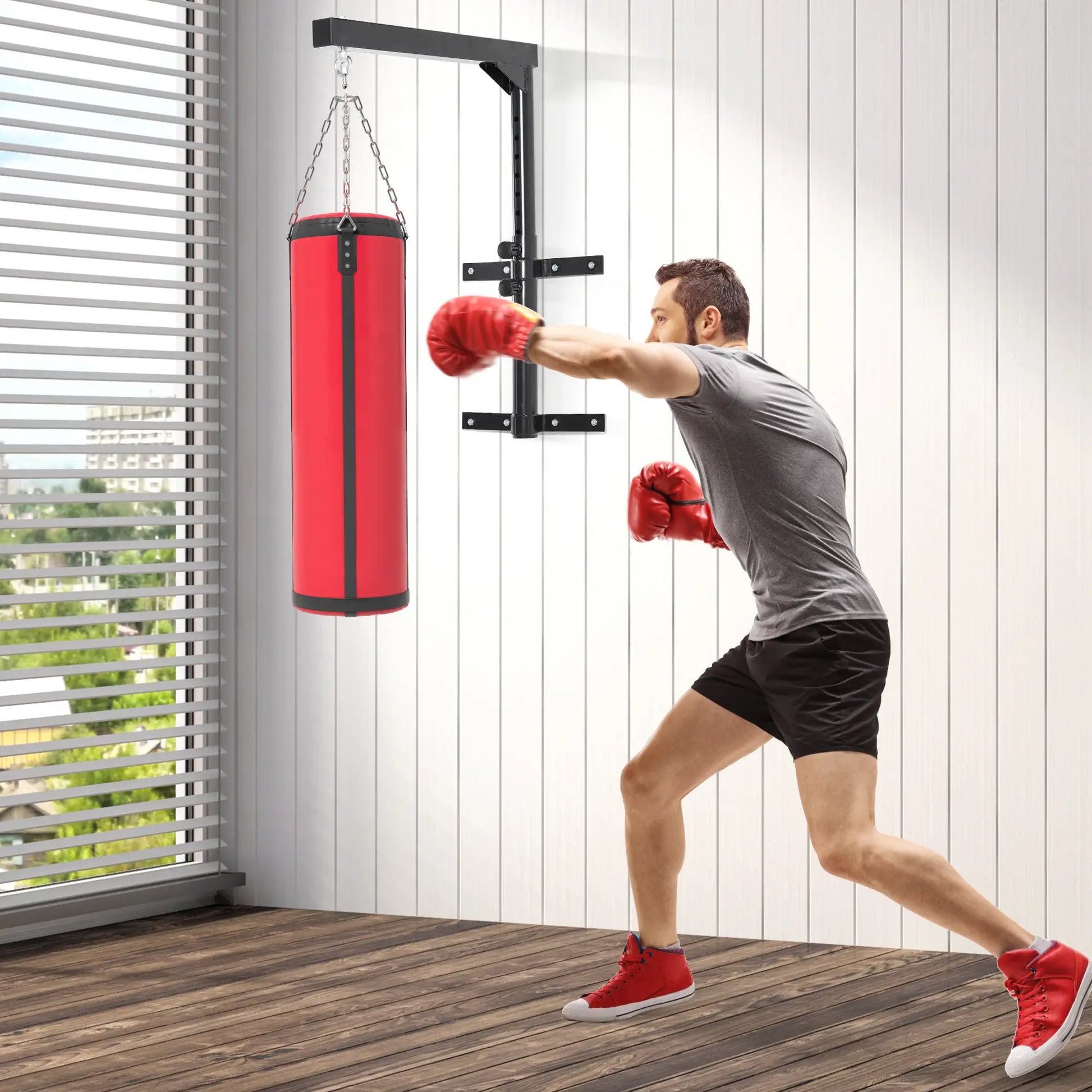 Heavy Duty Boxing Punch Bag Hanger, Wall Mount, 220lbs, Black Punching Bag Hangers at Gallery Canada