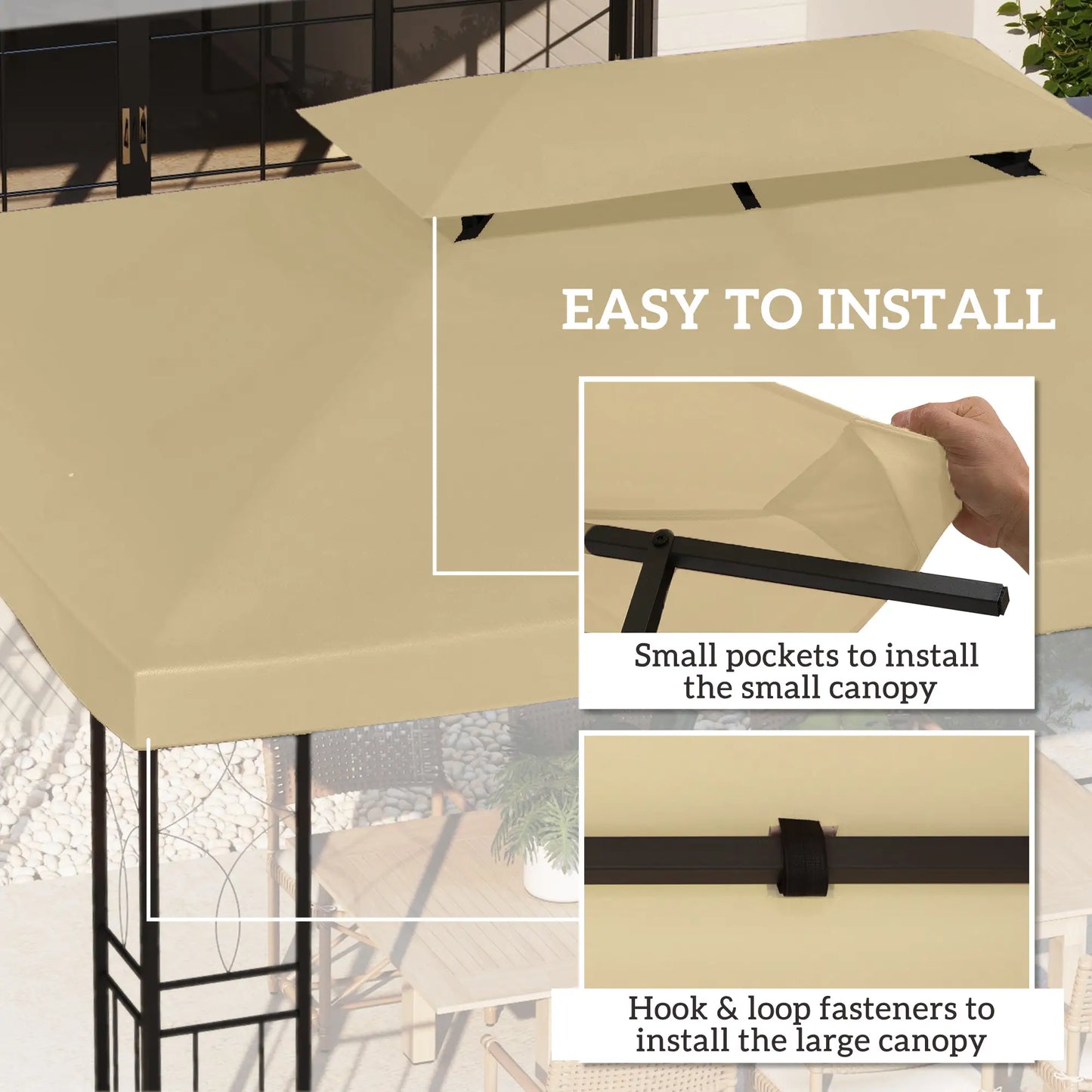 13' x 10' Gazebo Cover, 2 Tier Top, Garden, Patio, Outdoor, Beige Gazebo Canopy Replacement at Gallery Canada