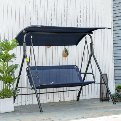 3-Seater Outdoor Swing, Adjustable Canopy, Dark Blue Porch Swings with Canopy at Gallery Canada