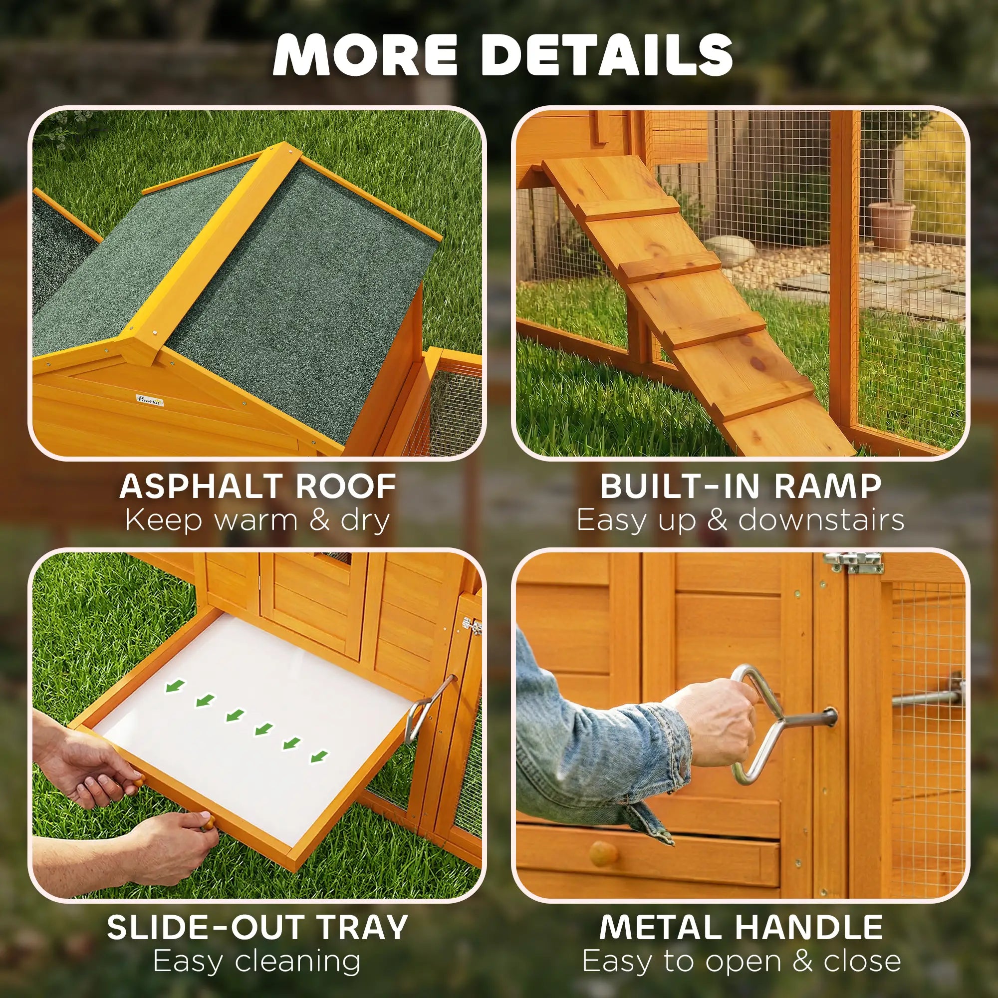 117 Extra Large Chicken Coop, Asphalt Roof, Wooden Hen House, Slide-out Tray, Quail Hutch, Nesting Box, Orange Chicken Coops at Gallery Canada