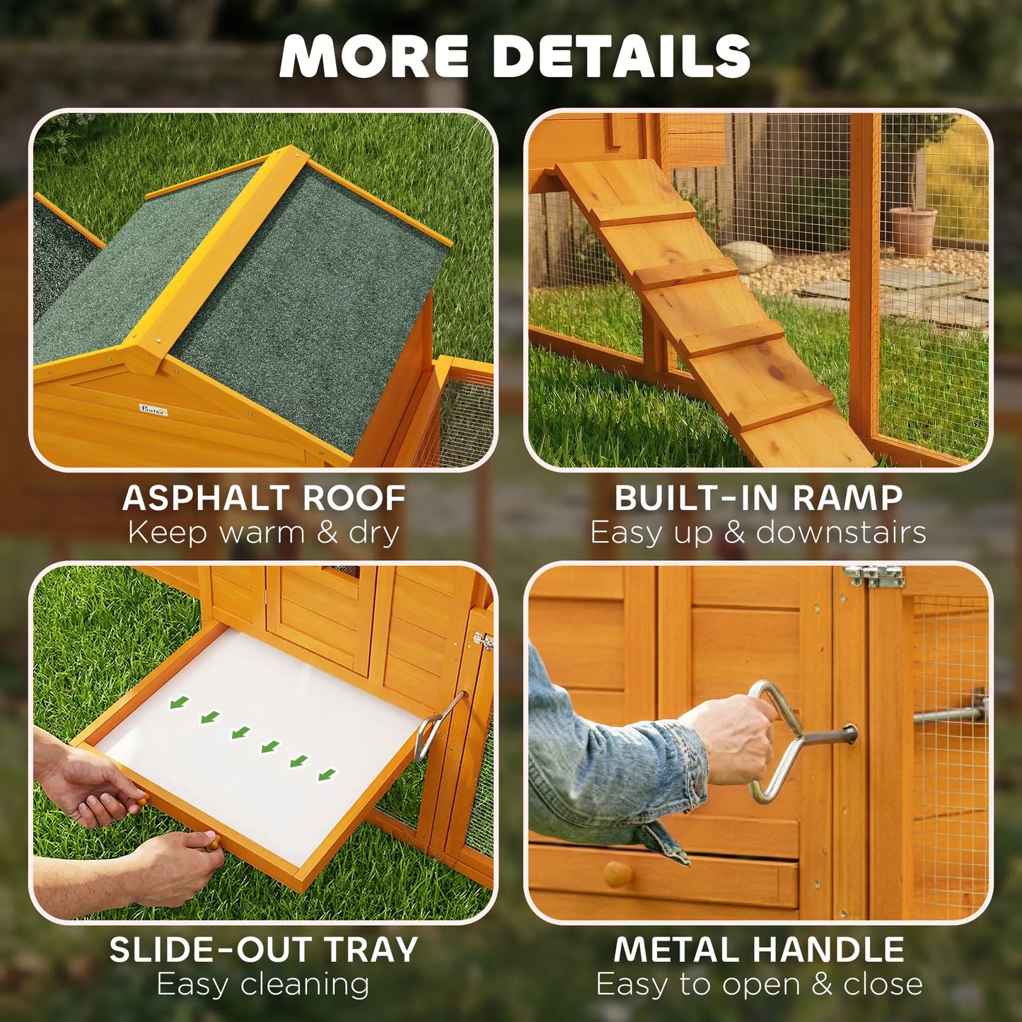 117 Extra Large Chicken Coop, Asphalt Roof, Wooden Hen House, Slide-out Tray, Quail Hutch, Nesting Box, Orange Chicken Coops at Gallery Canada