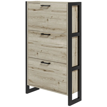 Shoe Cabinet, 3 Flip Drawer, Narrow for 15 Pairs, Walnut Shoe Storage Cabinets & Racks at Gallery Canada