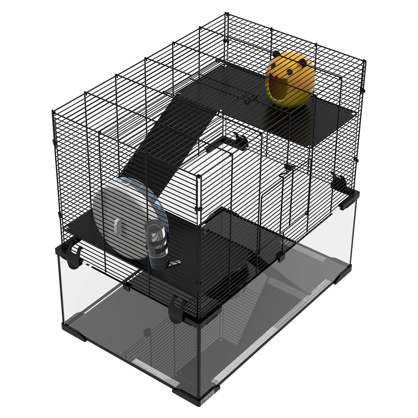 Hamster Cage, Gerbil Cage with Glass Basin, Small, Black Hamster Cages at Gallery Canada