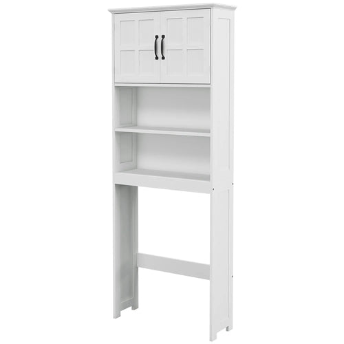 Over Toilet Storage, Bathroom Cabinet with Shelves, Double Door, White