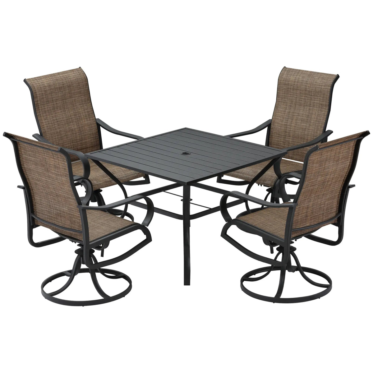 5-Piece Outdoor Patio Dining Set with 4 Swivel Chairs, 37" Table, Black Bistro Sets at Gallery Canada