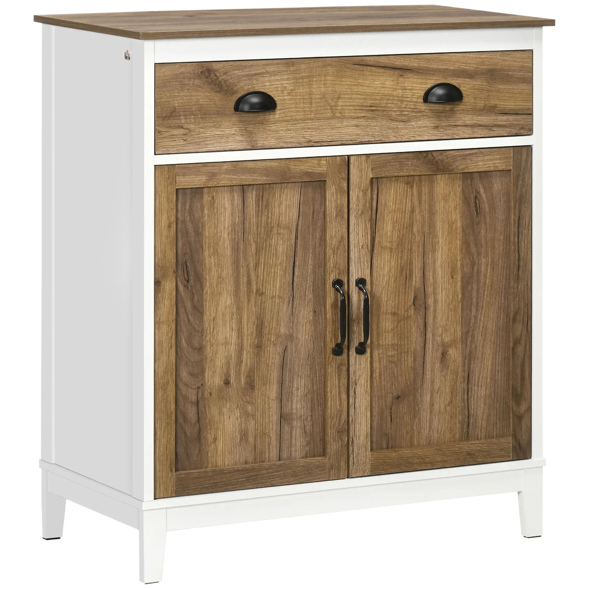 Farmhouse Sideboard, Storage Cabinet with Drawer, 2 Doors, Distressed Wood Grain Bar Cabinets White, Distressed Wood Grain at Gallery Canada