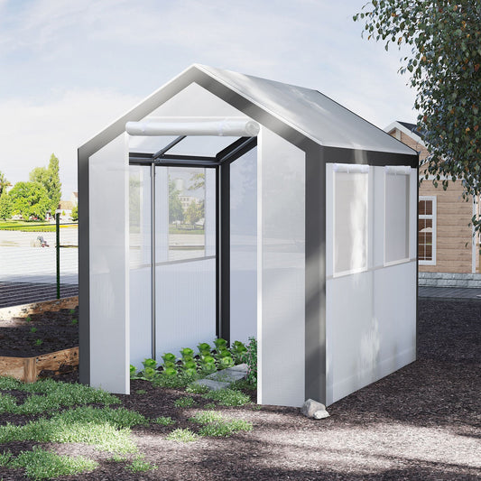 8' x 6' x 7.5' Heavy-duty Walk-in Greenhouse Outdoor Vegetable Plants Growing Warm House Seed Plant Growth Tent Polytunnel Shelter White - Gallery Canada