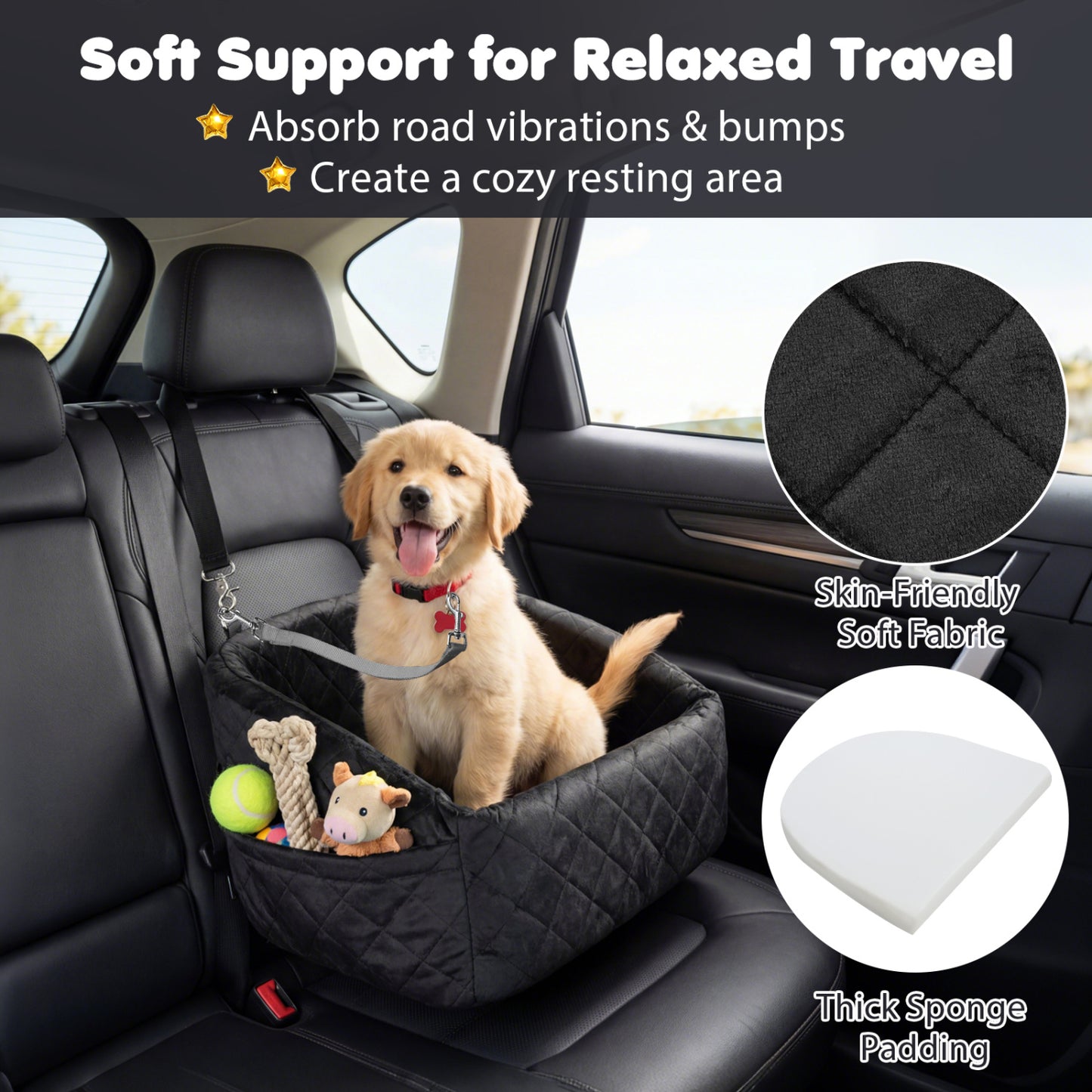 Dog Car Seat for Small Medium Pets, Black Dog Supplies at Gallery Canada