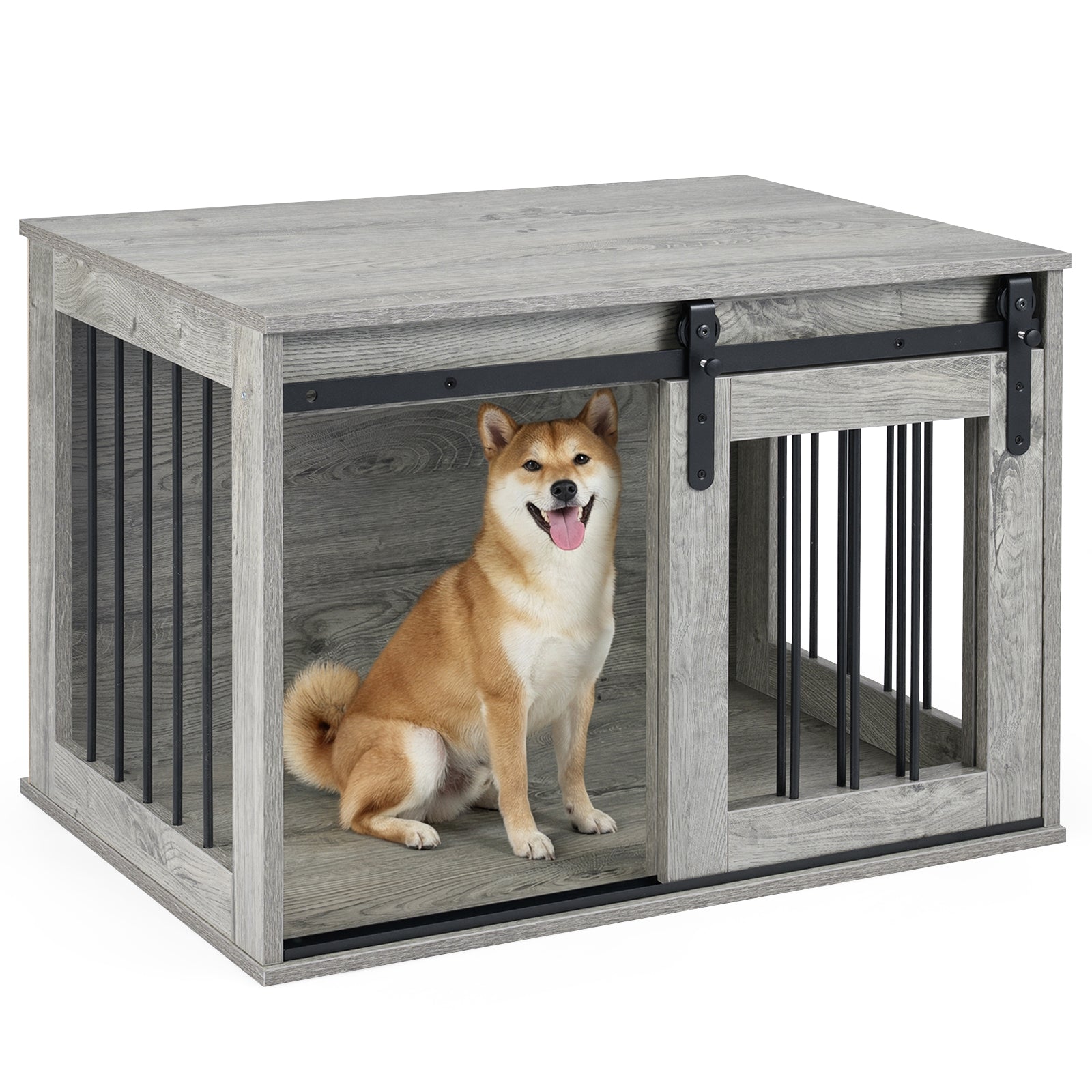 Heavy Duty Dog Crate Furniture, Sliding Barn Door, Gray Dog Kennels at Gallery Canada