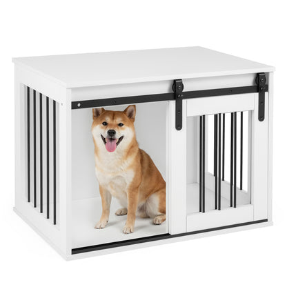 Heavy Duty Dog Crate Furniture Sliding Barn Door, White Dog Kennels at Gallery Canada