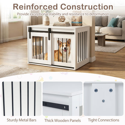 Heavy Duty Dog Crate Furniture Sliding Barn Door, White Dog Kennels at Gallery Canada