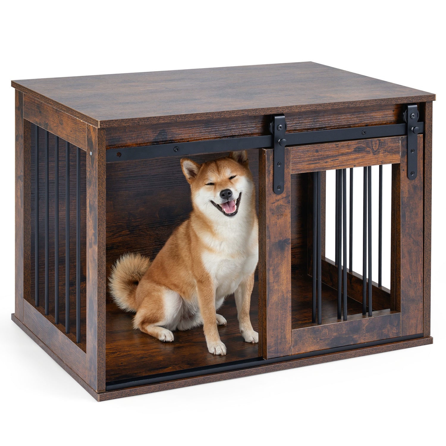 Heavy Duty Dog Crate Furniture, Sliding Barn Door, Brown Dog Kennels at Gallery Canada