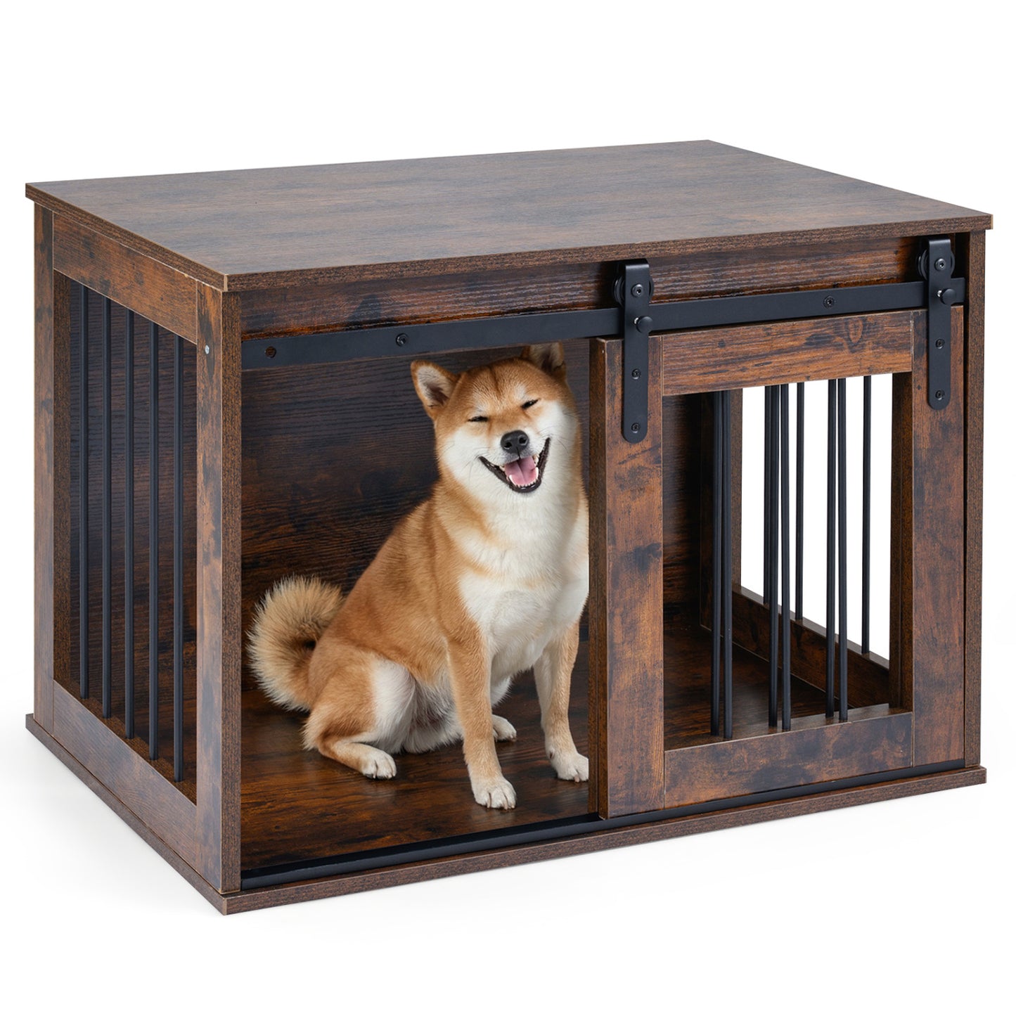 Heavy Duty Dog Crate Furniture, Sliding Barn Door, Brown Dog Kennels at Gallery Canada
