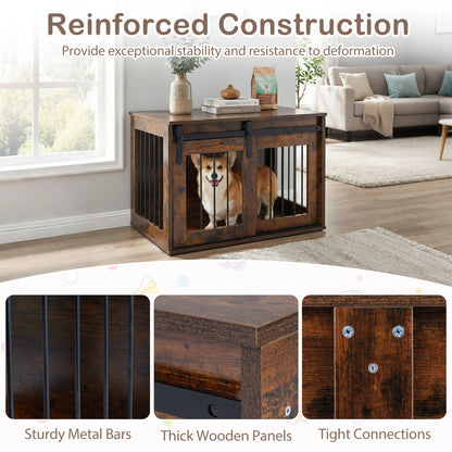 Heavy Duty Dog Crate Furniture, Sliding Barn Door, Brown Dog Kennels at Gallery Canada