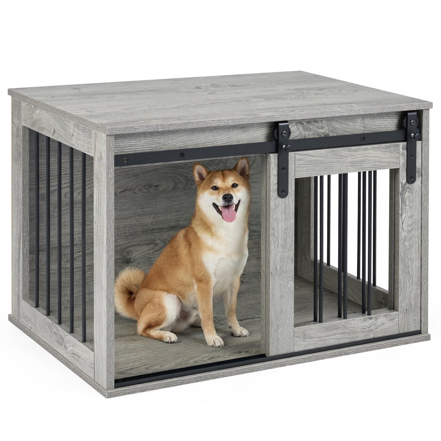 Heavy Duty Dog Crate Furniture, Sliding Barn Door, Gray Dog Kennels at Gallery Canada