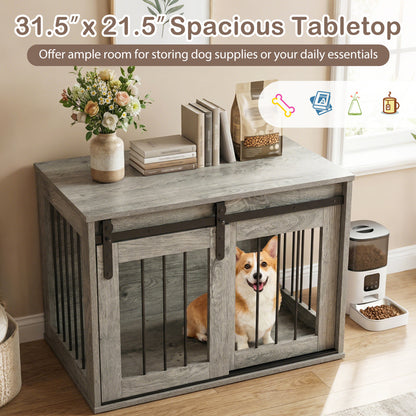 Heavy Duty Dog Crate Furniture, Sliding Barn Door, Gray Dog Kennels at Gallery Canada