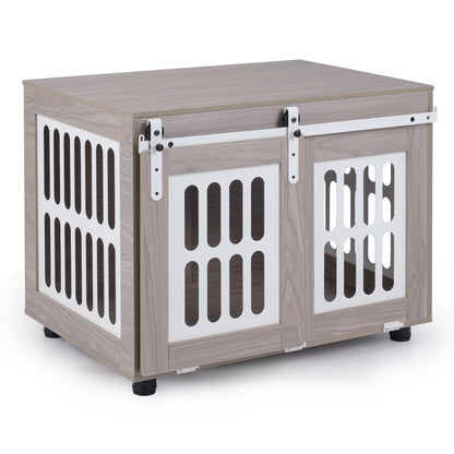 Small Medium Dog Crate Furniture, Sliding Barn Door, Gray Dog Kennels at Gallery Canada