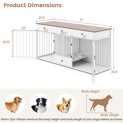 Modern Dog Crate Furniture, 3 Drawers With Pull-Out Feeder, White Dog Kennels at Gallery Canada