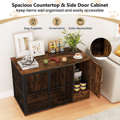 Dog Crate Furniture & Cooling Gel Dog Bed for Small and Medium Dogs, Brown