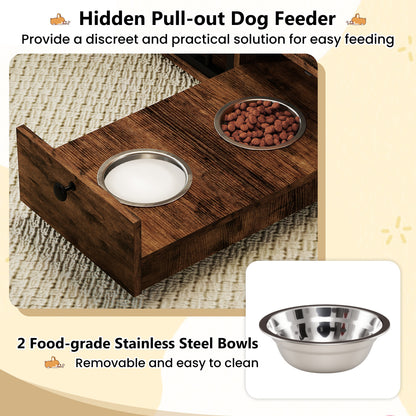 Dog Crate Furniture & Cooling Gel Dog Bed for Small and Medium Dogs, Brown