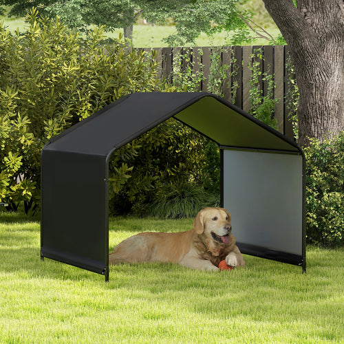 Dog Shade Shelter with Waterproof Roof for Large Medium Small Breeds, Black