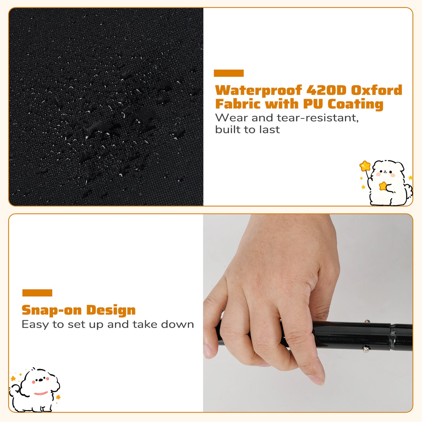 Dog Shade Shelter with Waterproof Roof for Large Medium Small Breeds, Black Dog Supplies at Gallery Canada